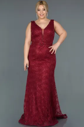 16730 Burgundy Shimmer Belt Lace Dress