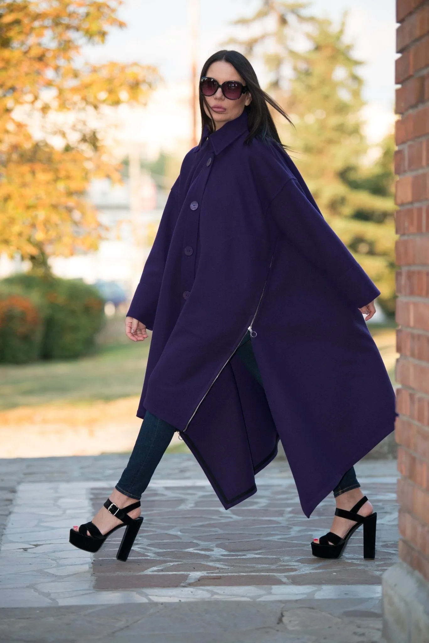 FEDERICA Purple Wool Women Coat