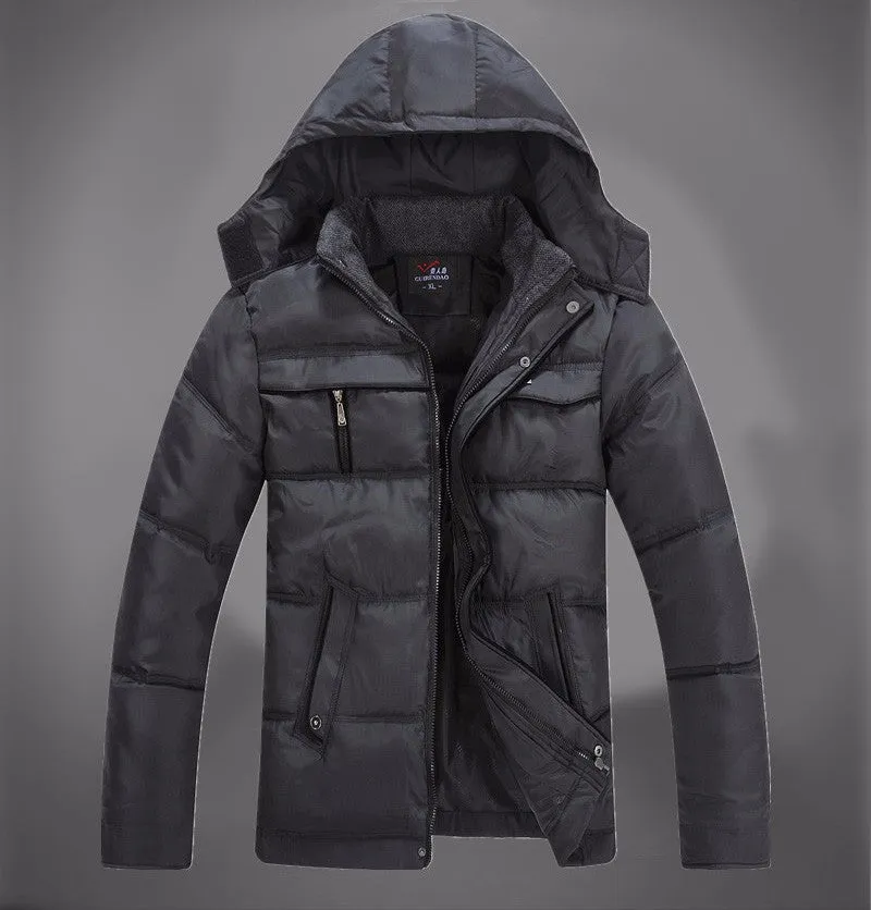 Men's Winter Thick Warm Down-Padded Multi-Pocket Parka