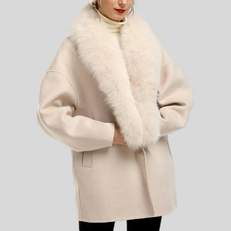New Large Collar Long Silhouette Woolen Coat