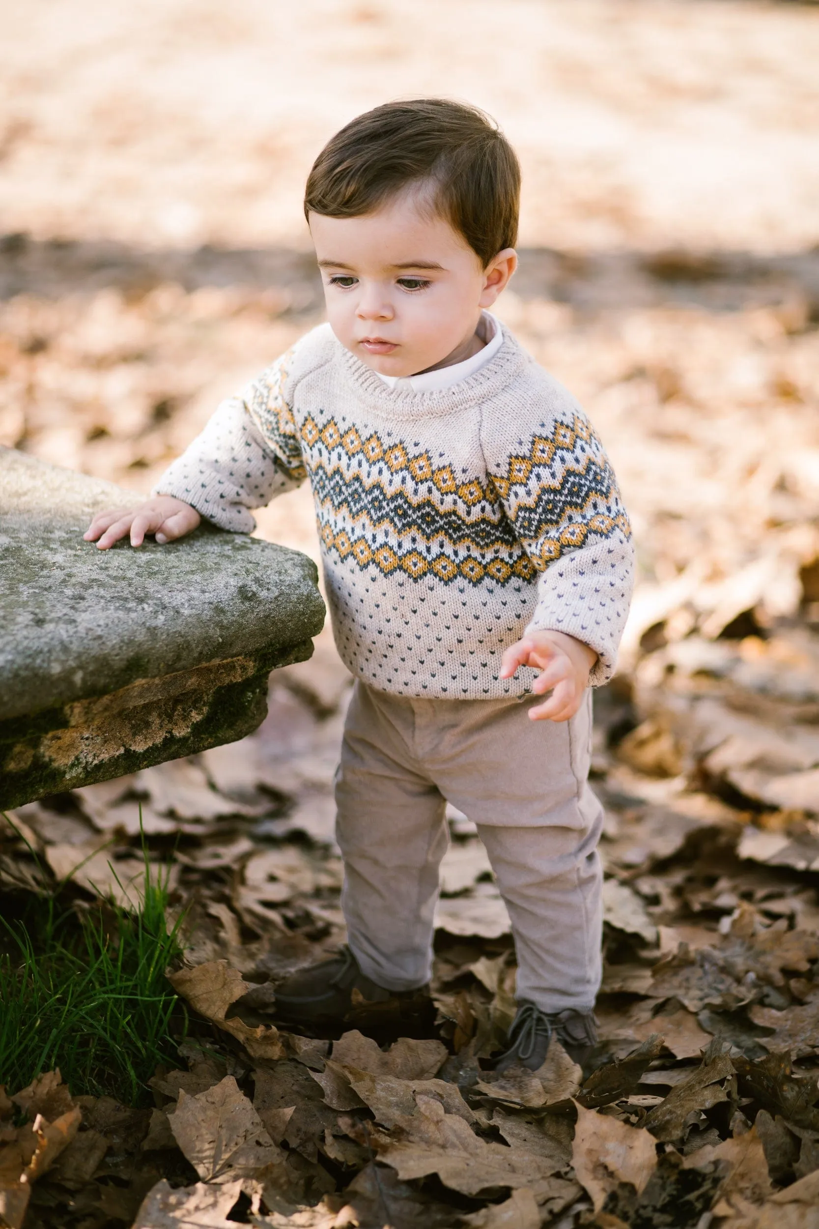 Paz Rodriguez Boys Wool Knitted Jumper in Beige