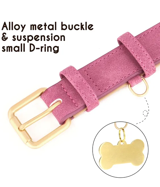 Pink Suede Dog Collar